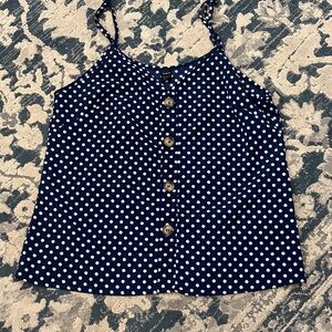 SHEIN Blue and White Polka Dot Top